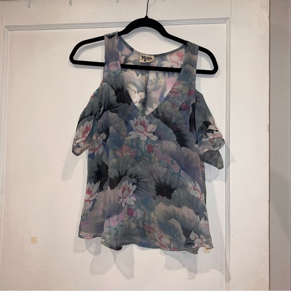 Show Me Your Mumu Cold Shoulder Top - Water Lily - Picture 1 of 3